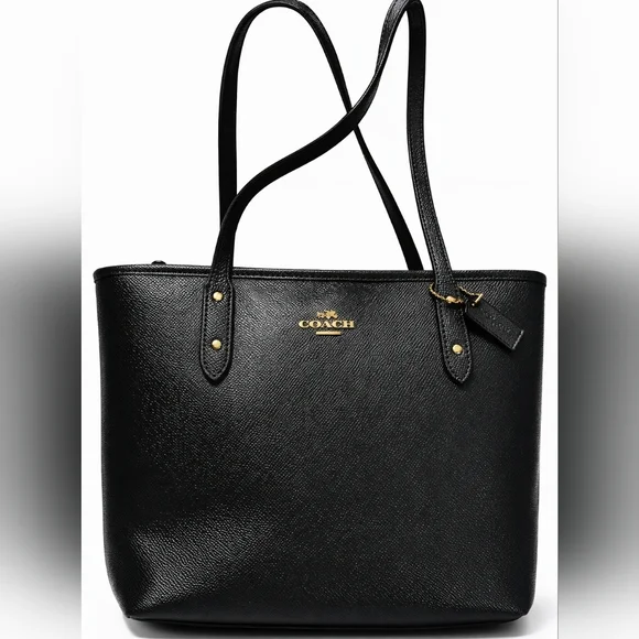 🖤 Coach Small City Tote | Midnight Navy / Black Crossgrain Leather | Gold HW - Picture 1 of 12